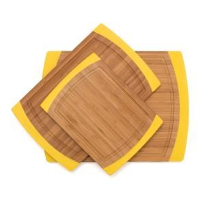 Lipper International Bamboo 3 Piece Set Nonslip Cutting Boards in Yellow 8313Y