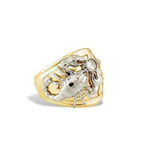 14k Yellow White Gold Scorpion Eagle CZ Mens Band Ring Jewelry