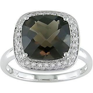 14k Gold 1/10ct TDW Diamond Smokey Quartz Ring Gemstone Rings