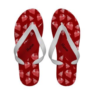Personalized name red birthday pattern flip flops