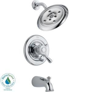 Delta Leland 1 Handle 1 Spray Tub and Shower Faucet Trim Kit in Chrome Featuring H2Okinetic (Valve Not Included) T17478 H2O
