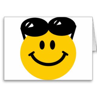 Sunglasses perched on top of head smiley face greeting cards