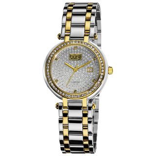 Burgi Women's Stainless Steel Pave Pattern Diamond Bracelet Watch Burgi Women's Burgi Watches
