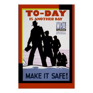 Vintage WPA Work Safety Poster Print