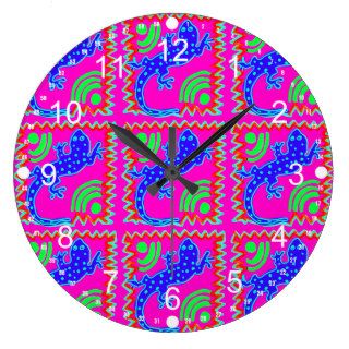 Funky Polka Dot Lizard Pattern Animal Designs Wall Clock