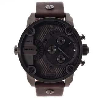 Diesel Men's Brown Leather Strap Grey Dial Chronograph Watch Diesel Men's Diesel Watches