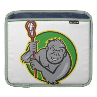 Gorilla Ape With Lacrosse Stick Cartoon Sleeve For iPads