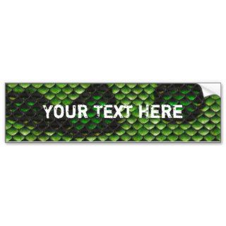 Printed Fake Green Snake Skin Camo Style Design Bumper Stickers