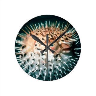 Fish Porcupine Round Clock