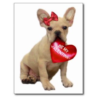Be My Valentine French bulldog postcard