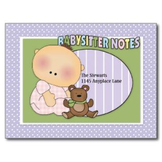 Babysitter Notes Postcard