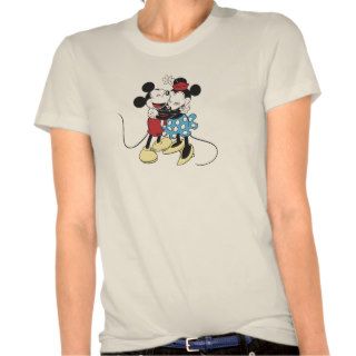 Antique Mickey and Minnie Mouse hugging laughing T Shirt
