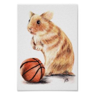 Hoops Anyone? Hamster Basketball Poster Print