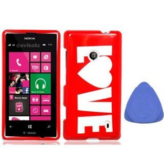 Rubberized Snap On Protector Hard Case Image Design Cover For Nokia Lumia 521   Red Love + Tool Cell Phones & Accessories