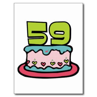 59 Year Old Birthday Cake Post Cards
