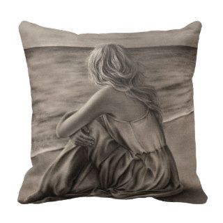 Girl at beach American MoJo Pillow