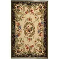Hand hooked Rooster and Hen Cream/ Black Wool Rug (7'6 x 9'9) Safavieh 7x9   10x14 Rugs