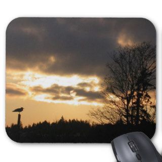 Sunset Silhouette of Seagull & Tree Mousepad