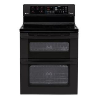 LG Electronics 6.7 cu. ft. Double Oven Electric Range with Self Cleaning Oven in Smooth Black LDE3035SB