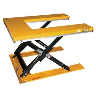 Beacon Low Profile U Type Electric Lift Tables; Platform Size (W x L) 52 1/2" x 55 3/4"; Capacity 2, 000 lbs; Lowered Height 3 1/2"; Raised Height 33 1/2"; Model# BEHU 2 Personnel Scissor Lifts