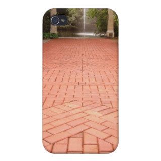 Formal Red Brick Garden Path leading to Water Foun iPhone 4/4S Case