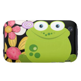 Cute Frog and Flowers iPhone 3 Tough Cases