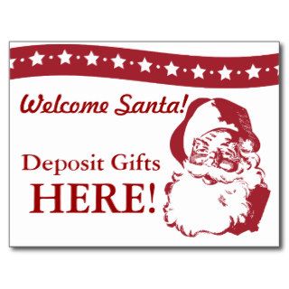 Welcome Santa, Deposit Gifts Here Funny Card Post Cards