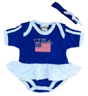 PAM Baby girls USA Soccer Ruffle Onesie Clothing