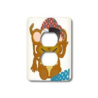 3dRose LLC lsp_102037_6 Cute Goofkins Monkey Pirate Cartoon 2 Plug Outlet Cover   Outlet Plates  