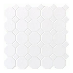 Daltile Matte White 12 in. x 12 in. x 13 mm Ceramic Octagon Dot Mosaic Wall Tile (10 sq. ft. / case) 65012OCT01CC1P2