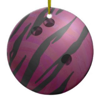 Bowling Ball Tiger Pink Christmas Ornament