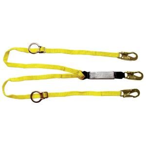 Guardian Fall Protection 6 ft. Double Leg Tie Back Lanyard with Adjustable D Ring 01291