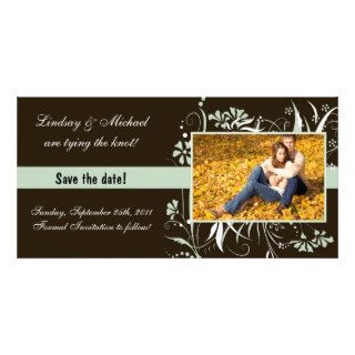 Floral Save the Date Wedding   Green Picture Card