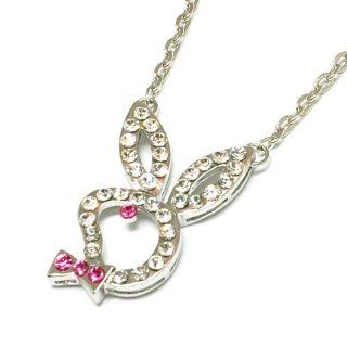 The Olivia Collection Crystal Bunny Cut Out Pendant On 16 Inch Chain Jewelry