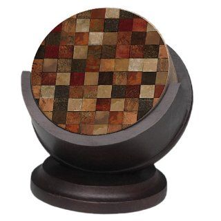 Thirstystone 'Contemporary Mosaic' Sandstone Drink Coaster Set with a Walnut Holder Included Kitchen & Dining