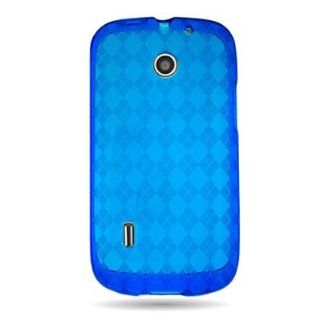 WIRELESS CENTRAL Brand Flexi Gel SKin TPU Glove BLUE with CHECKERED Design Soft Cover Case for HUAWEI U8652 JENGU / FUSION (AT&T) [WCS267] Cell Phones & Accessories