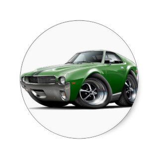 1968 69 AMX Green Black Car Round Sticker
