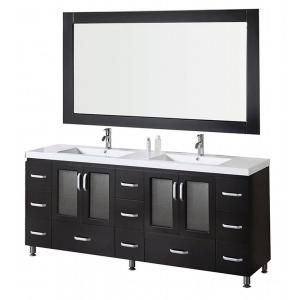 Design Element Stanton 72 in. Vanity in Espresso with Acrylic Vanity Top and Mirror in White B72 DS