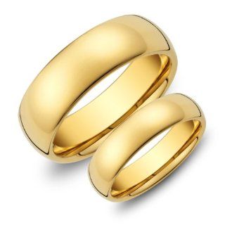 His & Her's 8MM/6MM Tungsten Carbide Gold Wedding Band Ring Set Classic (Available Sizes 5 16 Including Half Sizes) Anillos De Matrimonio Jewelry