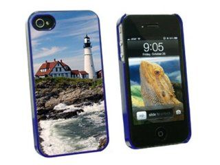 Graphics and More Portland Head Lighthouse ME   Snap On Hard Protective Case for Apple iPhone 4 4S   Blue   Carrying Case   Non Retail Packaging   Blue Cell Phones & Accessories