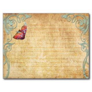Wedding Recipe Card Vintage Butterfly Post Card