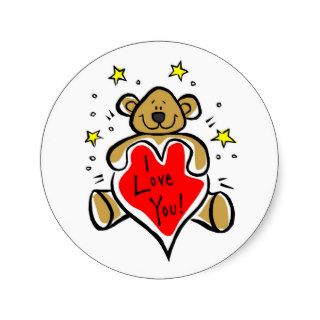 I Love You Teddy Bear Valentine Stickers