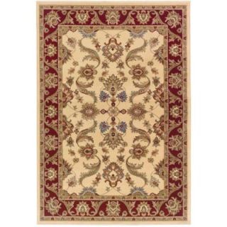 LR Resources Traditional Cream and Red Runner 1 ft. 10 in. x 7 ft. 1 in. Plush Indoor Area Rug LR80371 CRRE28