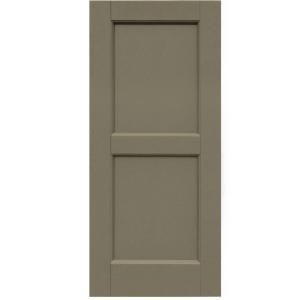 Winworks Wood Composite 15 in. x 34 in. Contemporary Flat Panel Shutters Pair #660 Weathered Shingle 61534660
