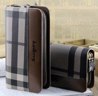 Big Mango Multi purpose Fashion Beautiful Long Business Gentleman Style Mens Big Grid Print Cellphone PU Leather Purse Bag and Clutch Two Zipper Wallet with Inner Multiple Card Holders and Telescopic Handle for Apple Iphone 4 4s Iphone 5 Iphone 5s 5c Samsu