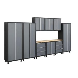 NewAge Products Bold Series 14 ft. x 6 ft. 10 Piece Welded Steel Gray Cabinet Set 37410
