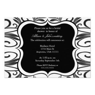 Onyx Swirl Emblem Bridal Shower Invitation