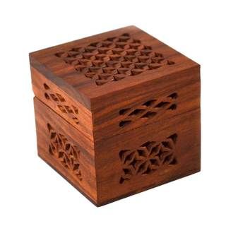 Handmade Small Cutwork Wood Box (India) Global Crafts Jewelry Boxes