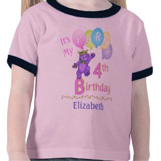 4th Birthday Party Girl Princess Bear T Shirts