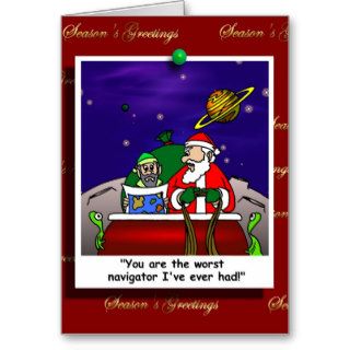 Santa Gets Lost Cartoon Greeting Card